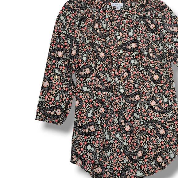 Croft & Barrow Women’s Multicolor Paisley Button-Down Blouse Convertible Sleeves - Picture 5 of 9